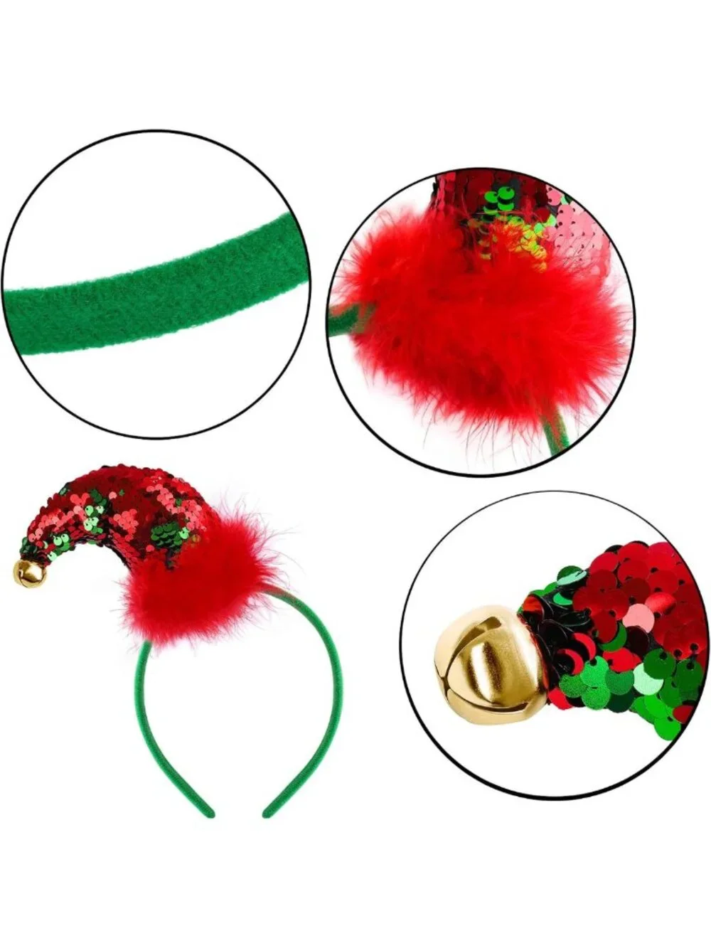Festive 6-Pack Elf Headbands - Creative Christmas Costume Accessories for